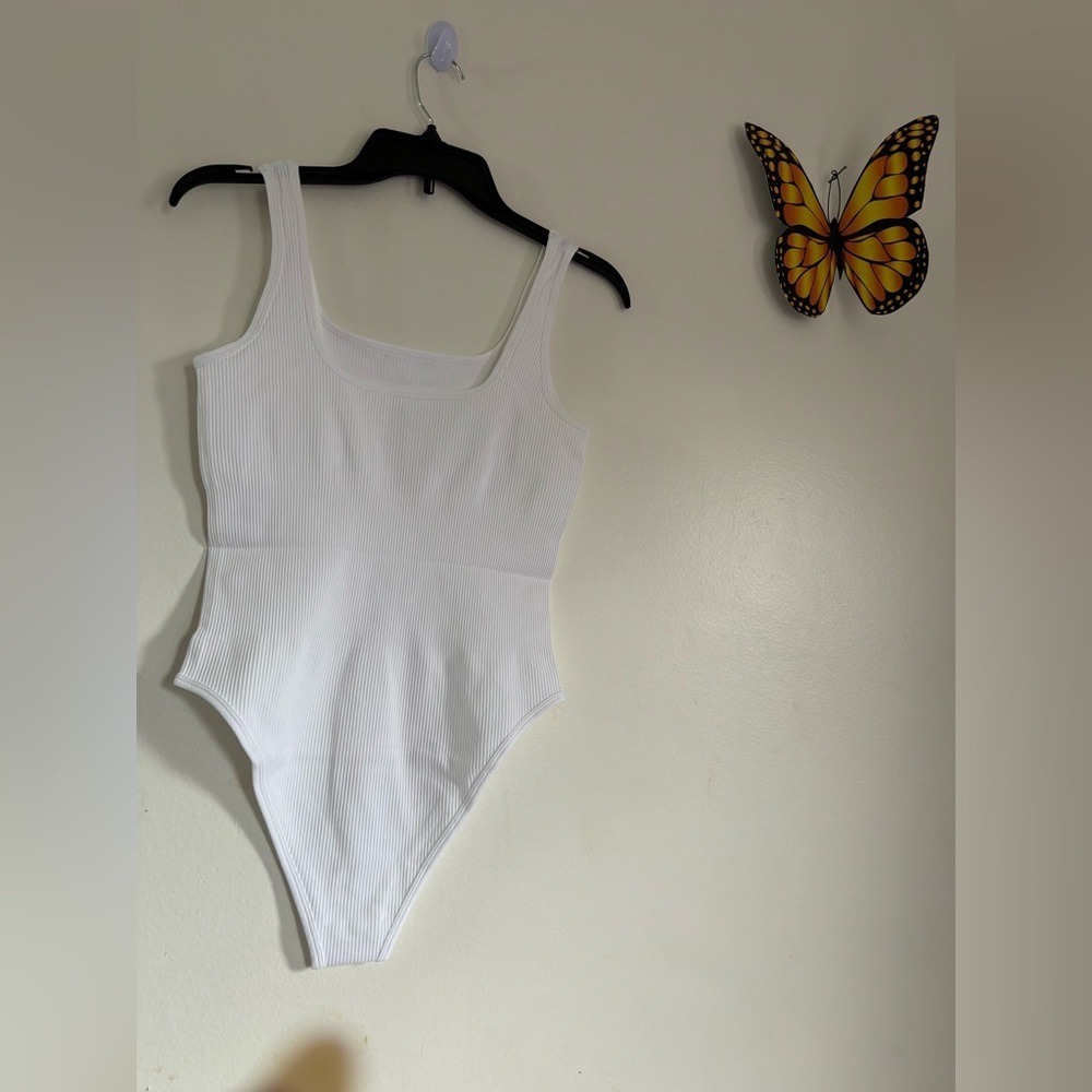 OQQ One Piece Bodysuit 3 Pack White Purple Black Solid Size L
